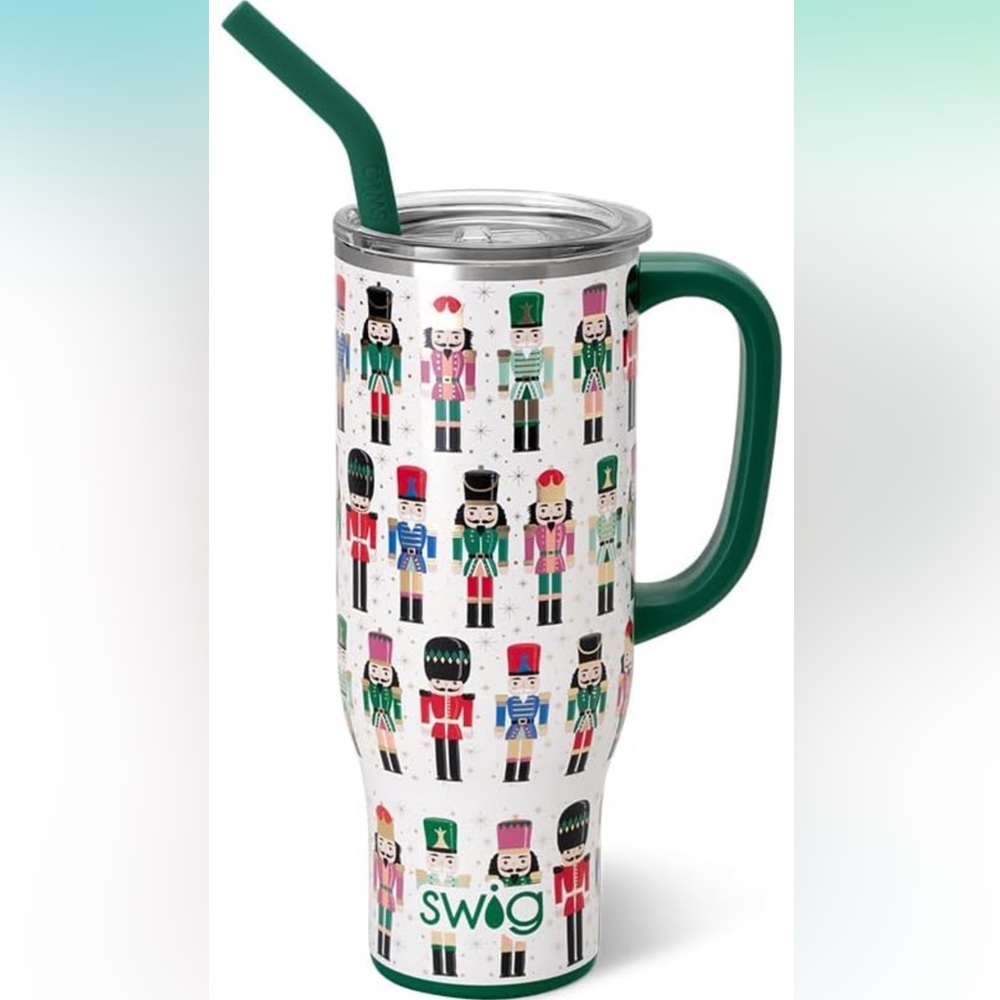 SWIG LIFE 30oz Insulated Tumbler W/ Handle, Lid & Straw in Classic Nutcracker